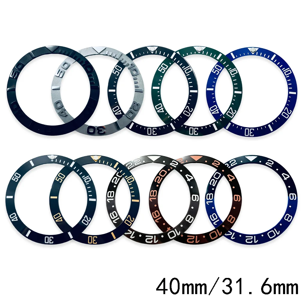 عالية الجودة 40 مللي متر البحر السيراميك الحافة أسود أزرق أخضر المنحدرة الغوص إدراج ساعة استبدال الحافة إدراج حلقة ساعة أجزاء