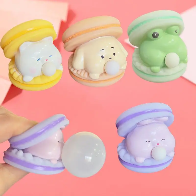 Macaron Burger Blows Bubbles สํานักงานความเครียดบรรเทาเครื่องประดับการ์ตูนสร้างสรรค์ Pinch ของเล่นเด็กบีบของเล่นสําหรับของขวัญเด็ก