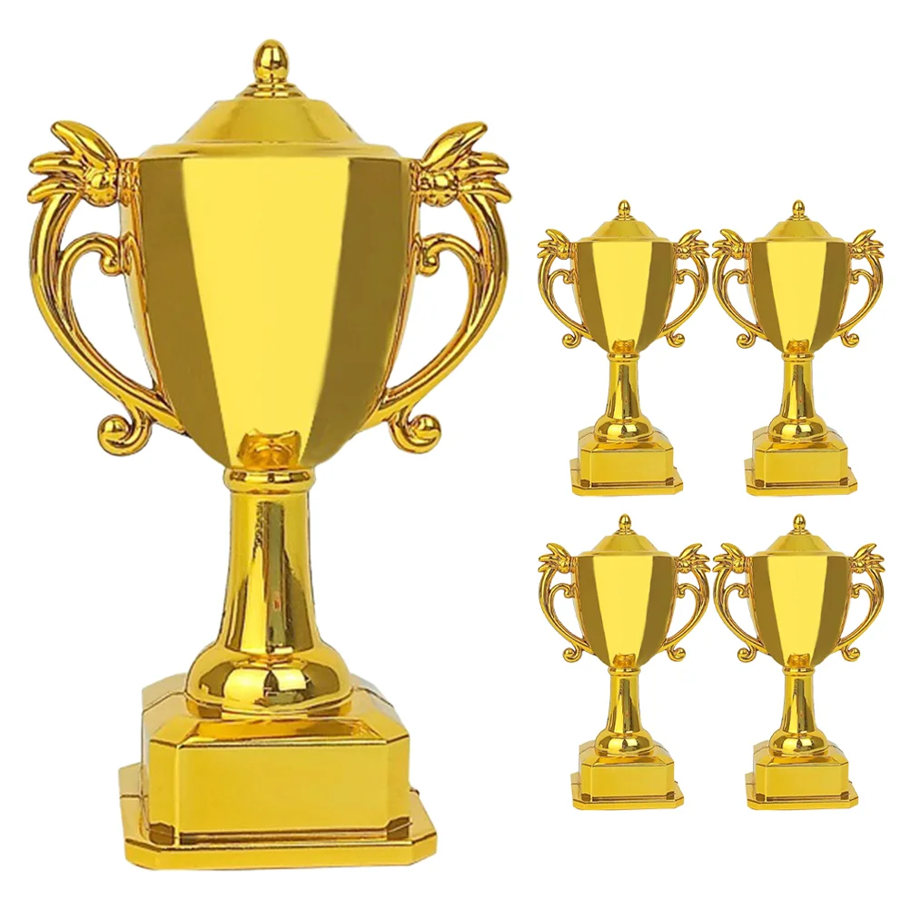 

5 Pcs Dollhouse Trophy Mini Accessory Prize Award Competition Toy Venue Setting Props Soccer Plastic Tournaments Child