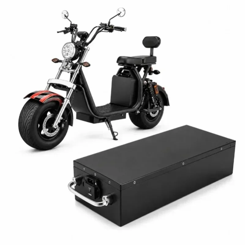 Für Harley-Style CityCoco Elektroroller Batterie 60V 20Ah 30Ah 40Ah Elektromotorrad Lithium-Batterie 18650 Zellen Wasserdichter Batteriepack mit 67,2V Ladegerät EU-Lokallager