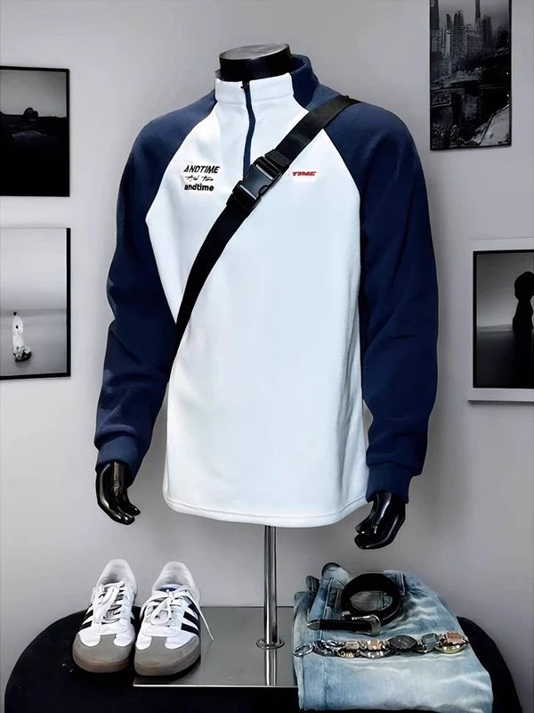 

Мужская толстовка на молнии большого размера с подкладкой, в стиле ретро, с цветными вставками, для весны, осени и зимы