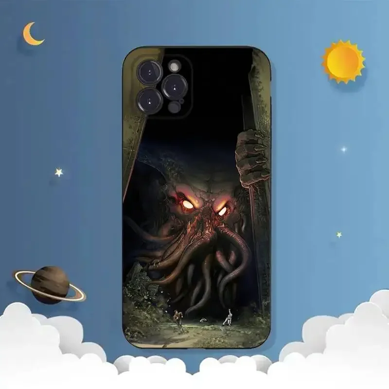 Cthulhu Phone Case For iPhone 11 12 Mini 13 14 PRO XS MAX X XR 6 7 8 Plus Black Shell