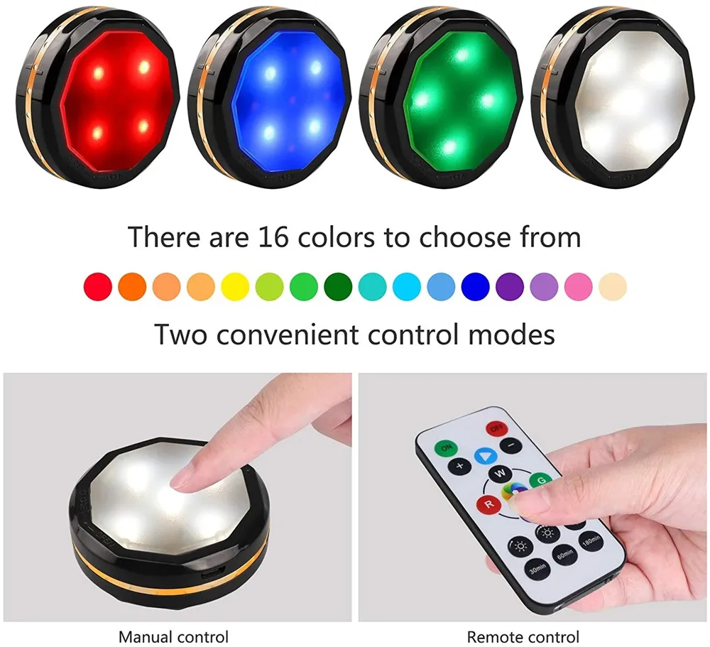 Lámpara Led con carga USB, luz de colores RGB y control remoto para debajo del gabinete, cocina, armario, decoración de escaleras, luz nocturna