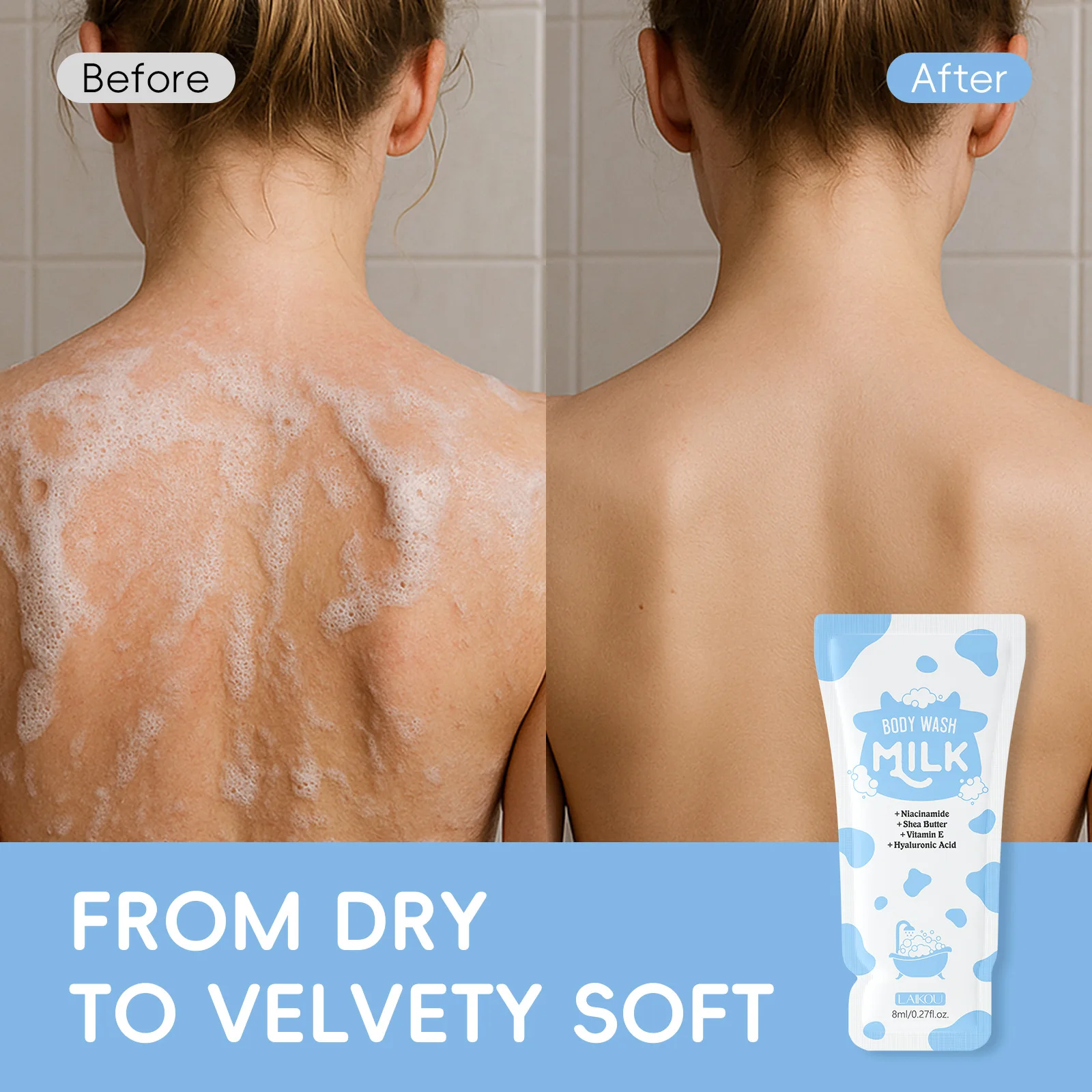 

LAIKOU Молочко для душа 8 мл, 10 штук, дорожный формат, увлажняющее и питательное мыло для ванны для женщин и мужчин, гостиничные принадлежности