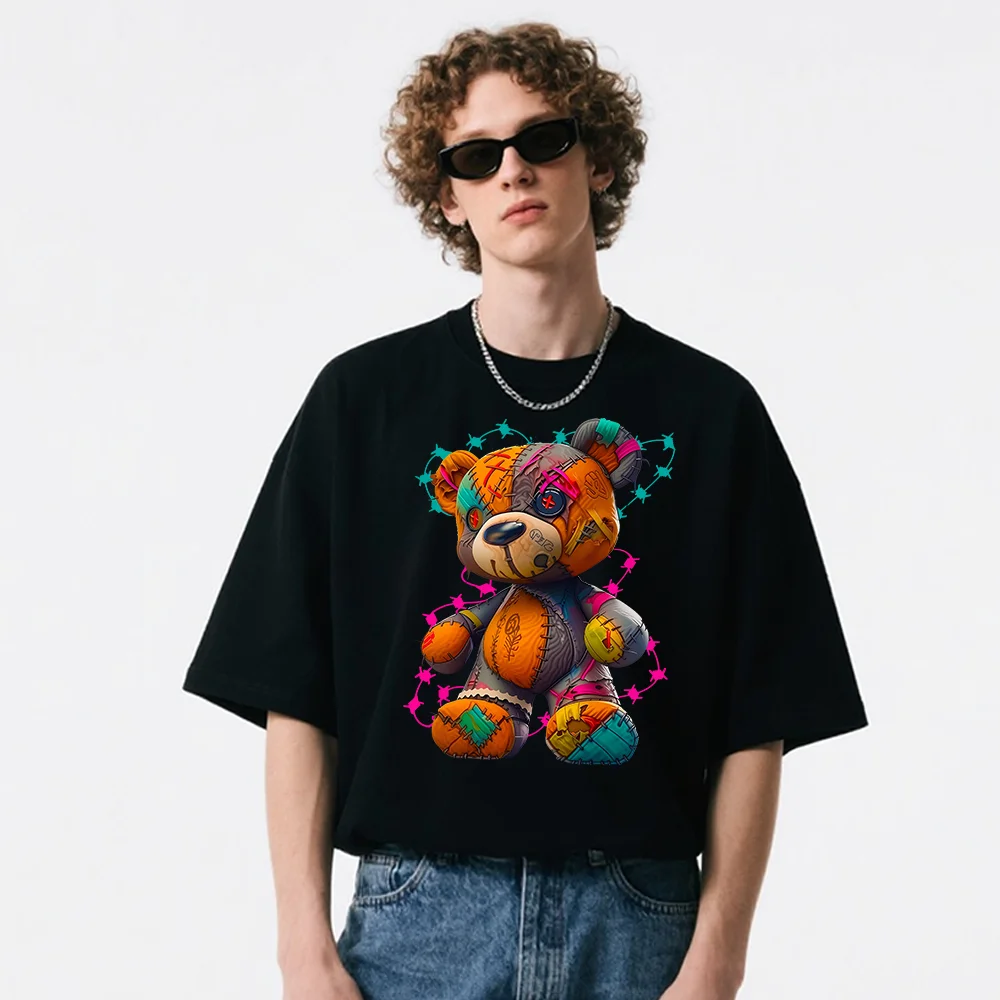 4 قطع من ملصقات نقل الحرارة على شكل الدب الكرتوني العصري، ملصقات نقل الكي DIY، مناسبة للقمصان والجينز وحقائب الظهر والقبعات