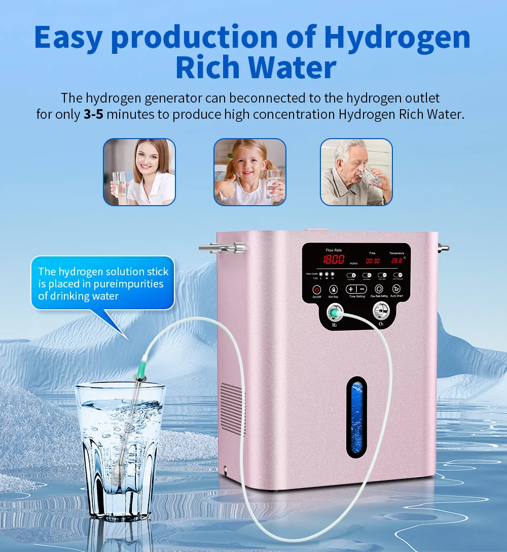 1800ml/min Wasserstoff-Sauerstoff-Maschine H2-Generator SPE PEM Elektrolysetechnologie Wasserstoff-Inhalationssystem Gesundheitspflegegerät für Zuhause – Detail 4