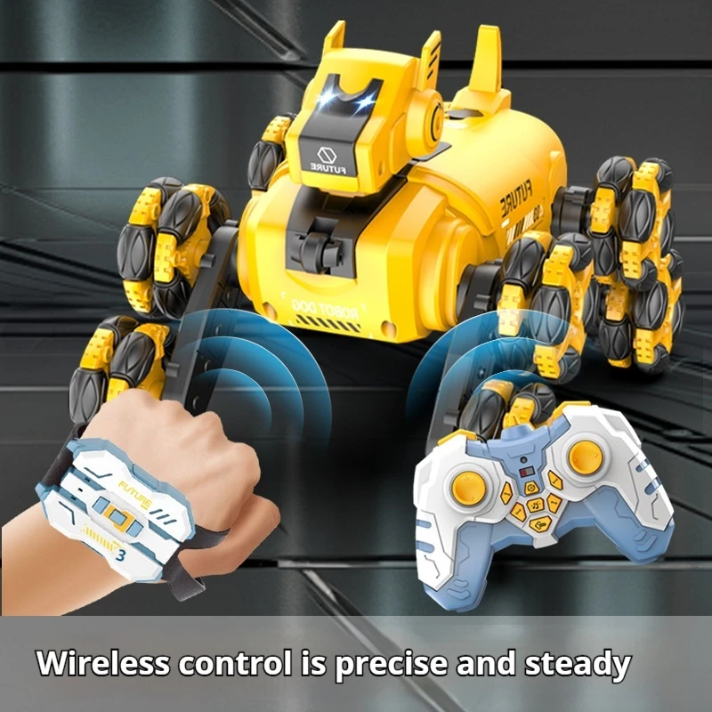 2.4g Remote Control Children'S Eight-Wheel Stunt Four-Legged Robot Dog 360-Degree Drift Dual-Mode Watch Sensing Toy Car Gifts