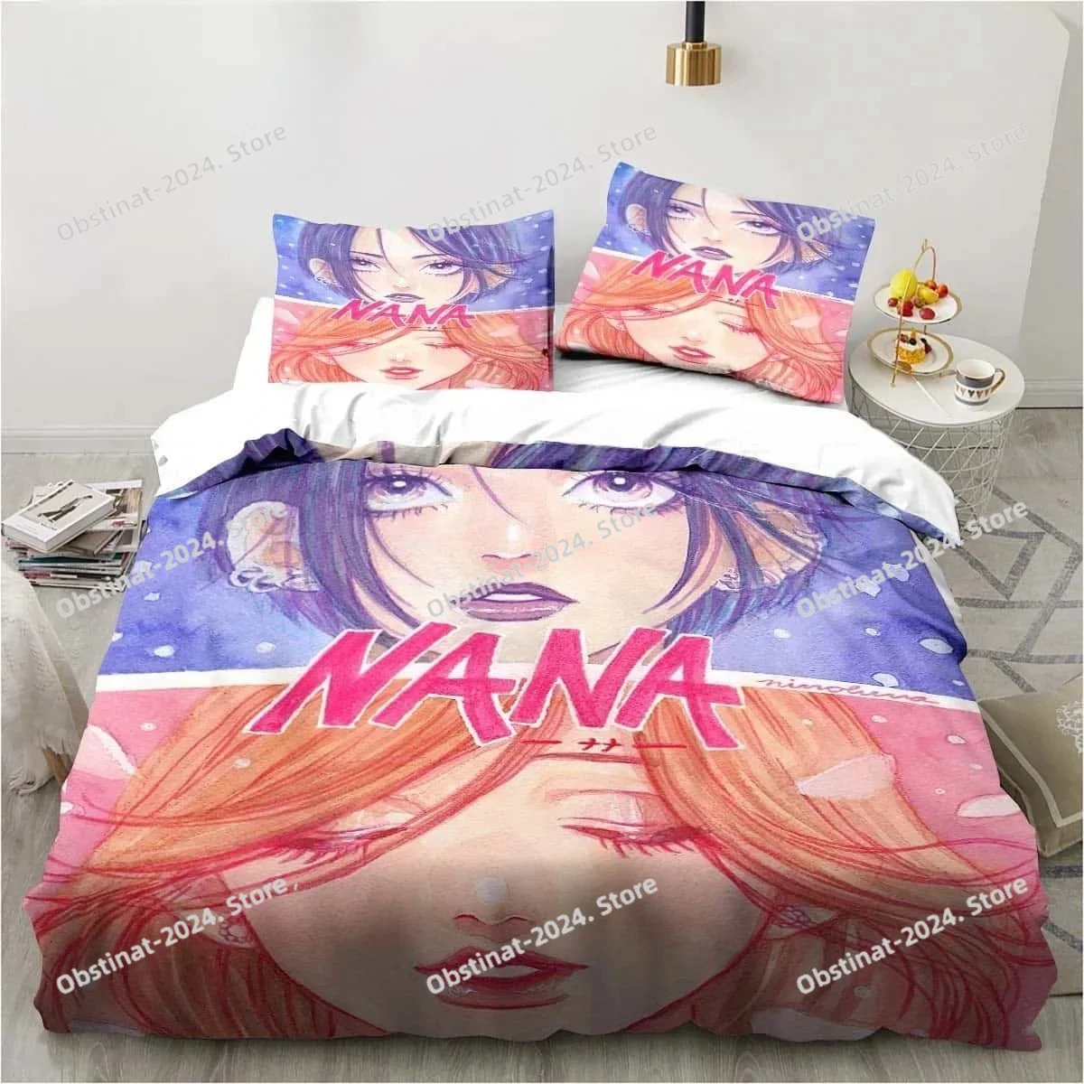 

3D Print Cartoons Black Stone NANA Manga Bedding Set Single Twin Full Queen King Size Bed Set Adult Kid Bedroom Duvet Cover Sets
