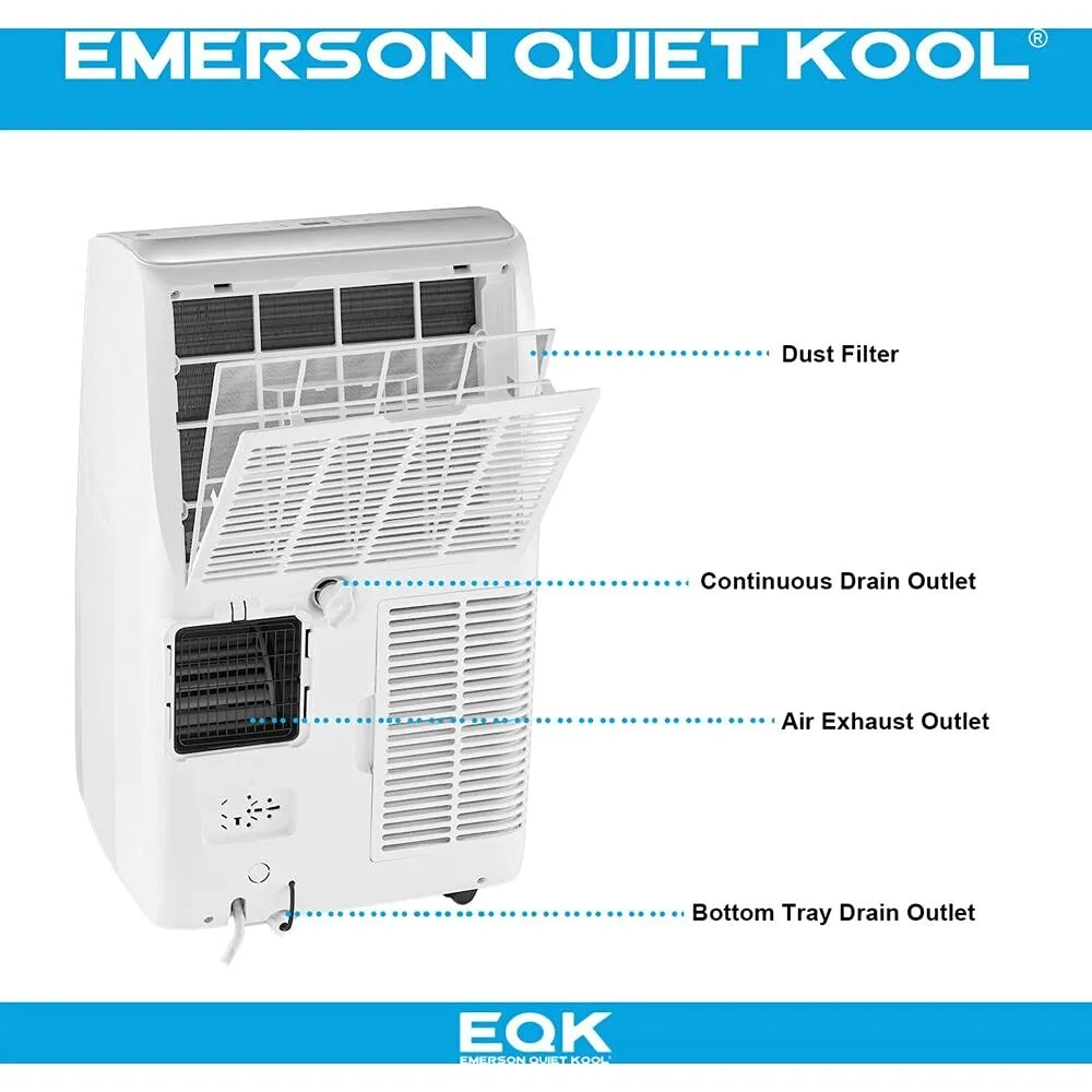 Emerson Quiet Kool 14000 BTU ASHRAE/10000 BTU DOE 115V condizionatore d'aria portatile con riscaldatore, deumidificatore e telecomando,