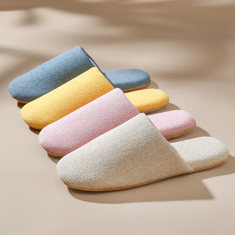 

Women Soft Breathable Slippers Casual Men Silent Floor Shoes Light Bedroom Slides Autumn Couples House Silence Cotton Flats