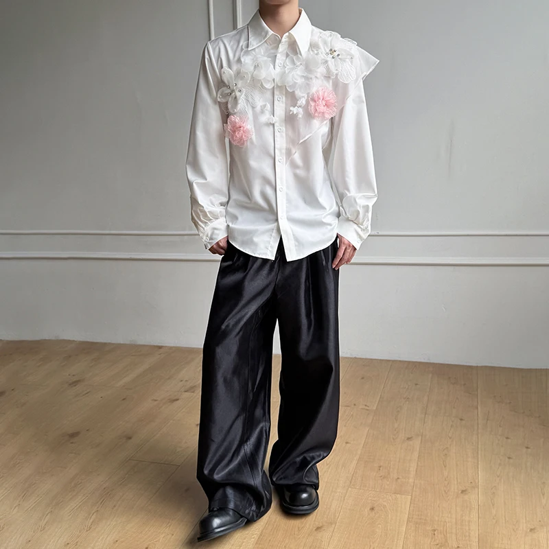 LUZHEN 2026 New Luxury Trendy Floral 3D Patchwork Design Shawl Long Sleeve Shirts Men's Elegant High Quality Casual Tops JY8942
