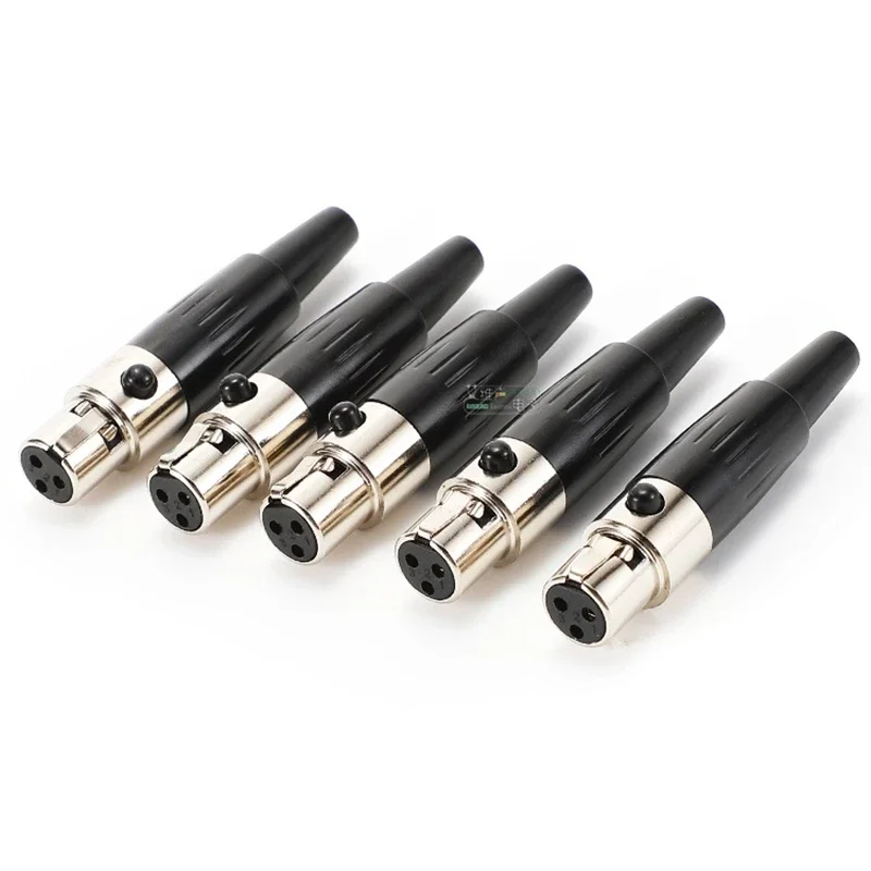 1Pcs mini three-core XLR female plug male socket wireless lavalier waistpack microphone performance connector four-core