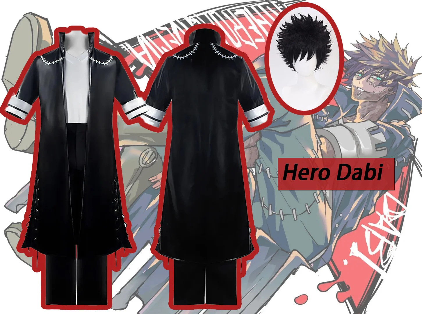 Anime My Hero Academia Dabi OCHACO URARAKA Cosplay Costume Full Set Men Women Jacket Coat T Shirt Wigs Costumized Outfit for Men