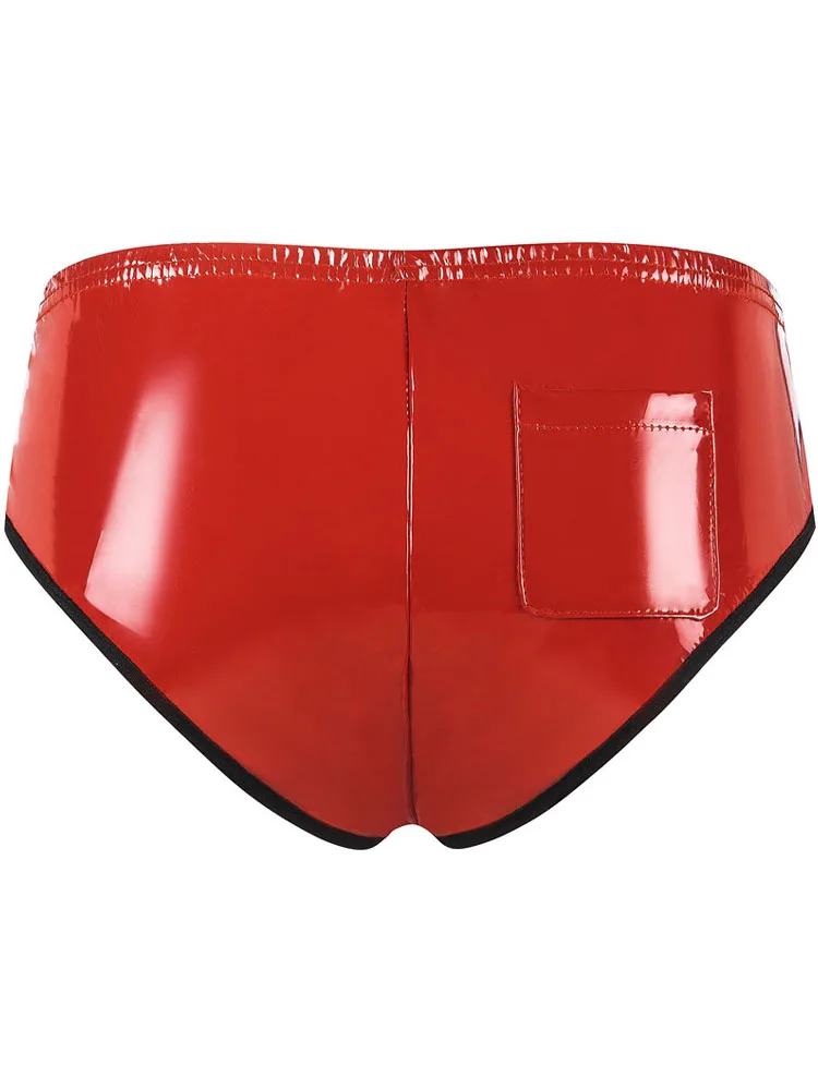 Wet Look PVC Elastic Waist Shorts Shiny PU Leather High Cut Trunks Tights Hot Sexy Mini Bermudas Pole Dance Clubwear Short Brief