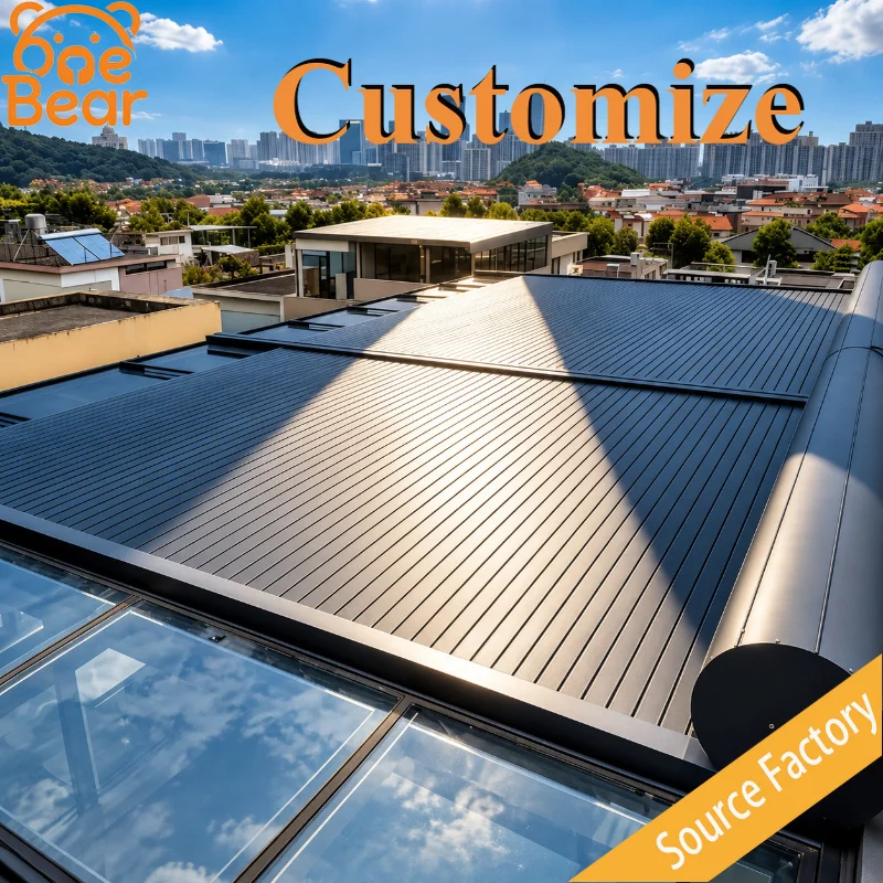 Customizable Automatic Electric Aluminum Retractable Awning Windproof Roof Sun Shade For Cafes Restaurant Backyard Patio Canopy