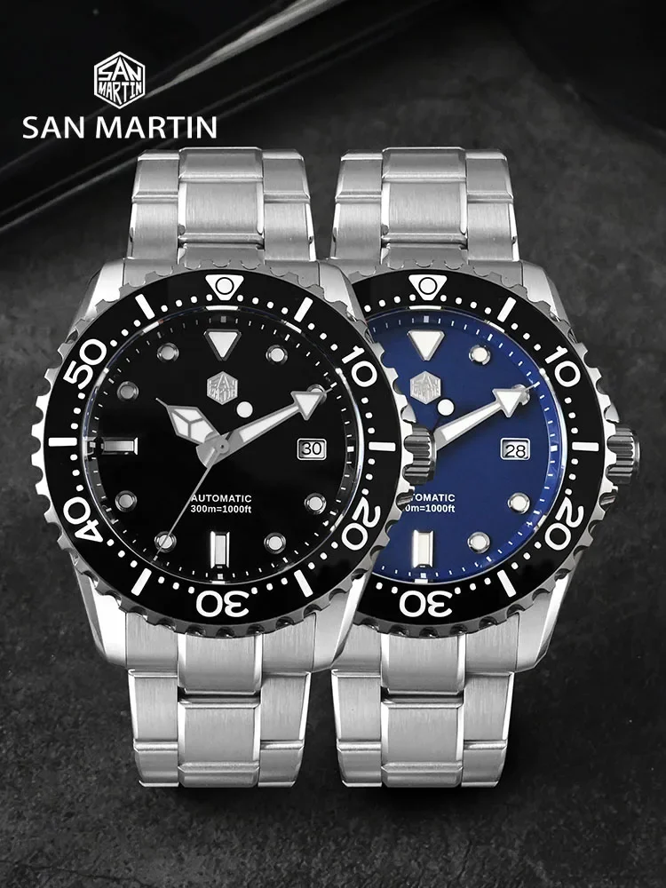 San Martin New 44mm Luxury Men's Diving Watch Classic High Quality NH35 Automatic Mechanical Sapphire BGW-X1 20Bar Reloj SN0009