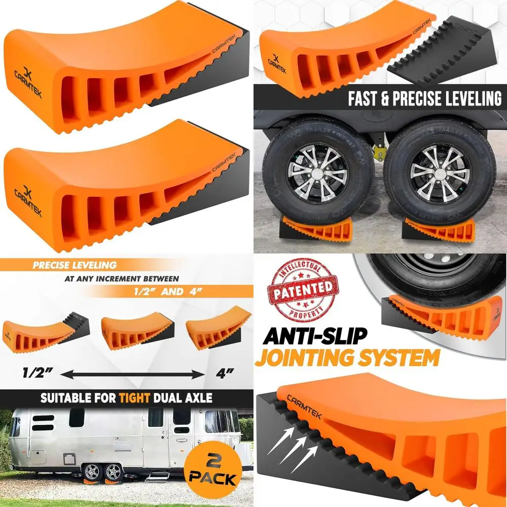 

Комплект из 2 комплектов для выравнивания кемпера | Подходит для изогнутых выравнивателей автофургонов с колесными колодками для плотных прицепов с двумя осевыми | Система выравнивания Faster RV Th