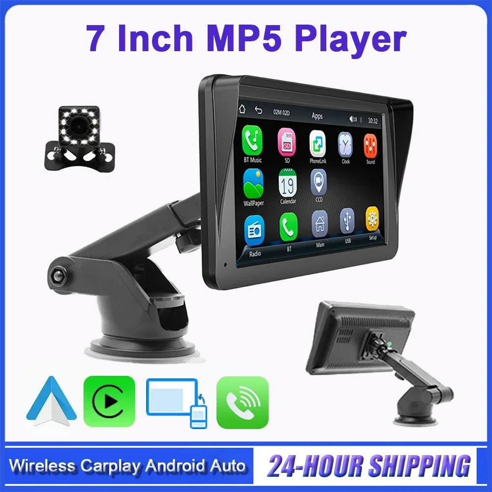 7 inch Universal Car MP5 Player Stereo Radio Multimedia screen Wireless CarPlay Android Auto Reverse Bluetooth AUX FM WiFi USB