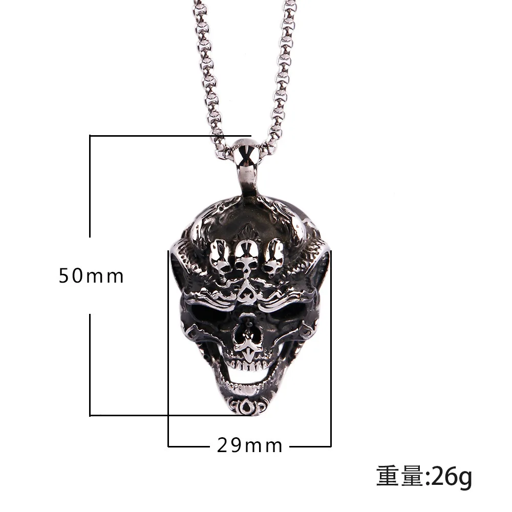 European and American retro personalized stainless steel men's skull head alternative pendant necklace chain