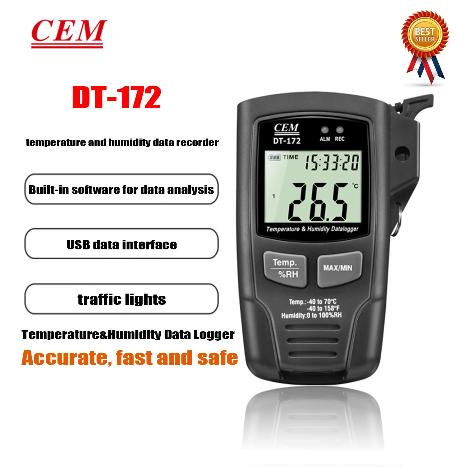 Cem DT-171 DT-172 temperatur & feuchtigkeit daten rekorder hochpräzise thermometer intelligente alarm anzeige mit usb-schnitts telle