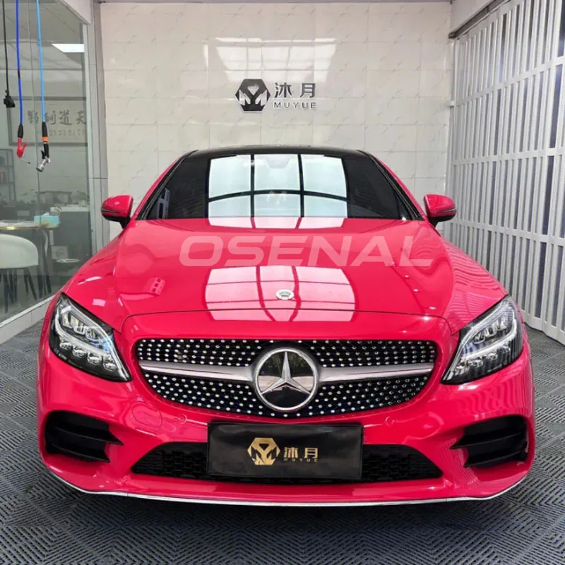 

Highest Quality Glossy Strawberry Red Vinyl Wrap Roll Vehicle Car Wrapping Film Self Adhesive with Air Release