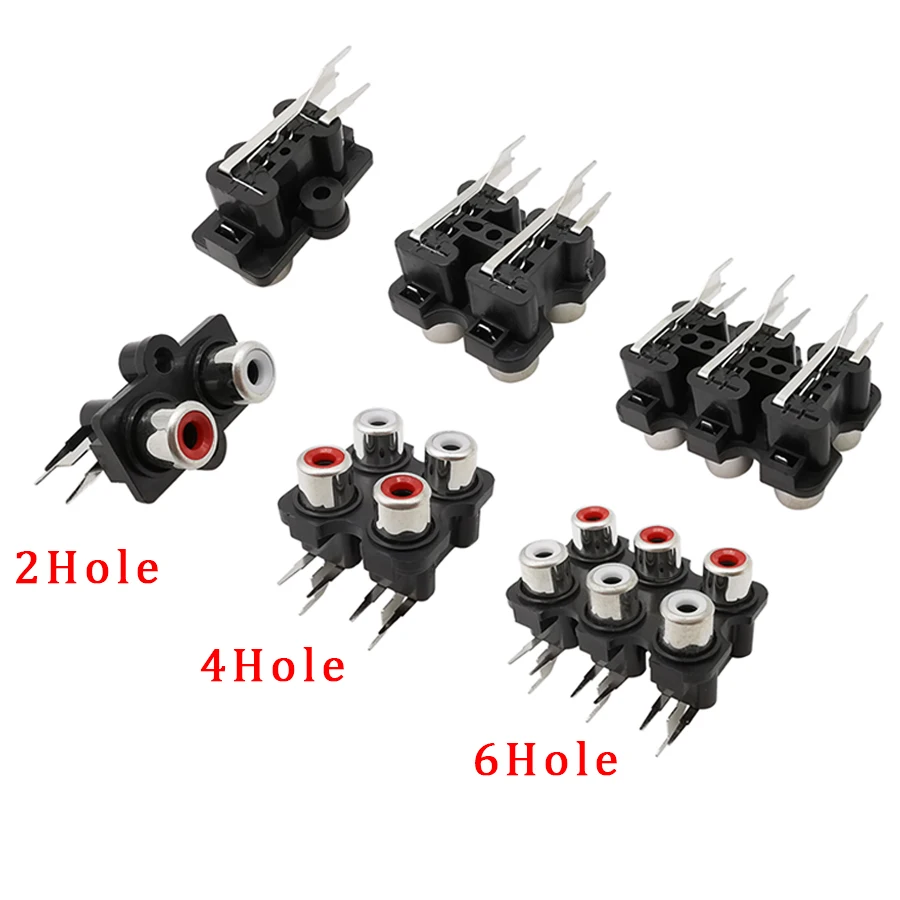 1/3/5Pcs 2/4/6Hole RCA Female Stereo Audio Video Jack AV Socket Connector RCA Lotus Row Signal Input Amplifier Interface Adapter