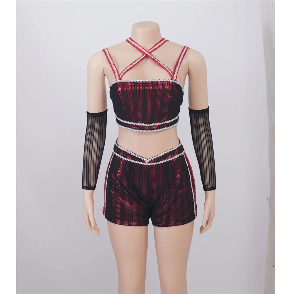 زي تنكري آن أوف كليفز من ستة الموسيقى ، فستان أحمر مثير ، شورت قصير موسيقي ، ملابس برودواي للأداء المسرحي