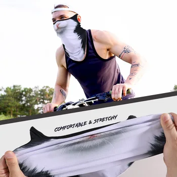 3D Animals Magic Scarf Bandana Breathable Neck Warmer Gaiter Hanging Ear Outdoor Sports Triangle Face Mask Neckerchief Summer 5