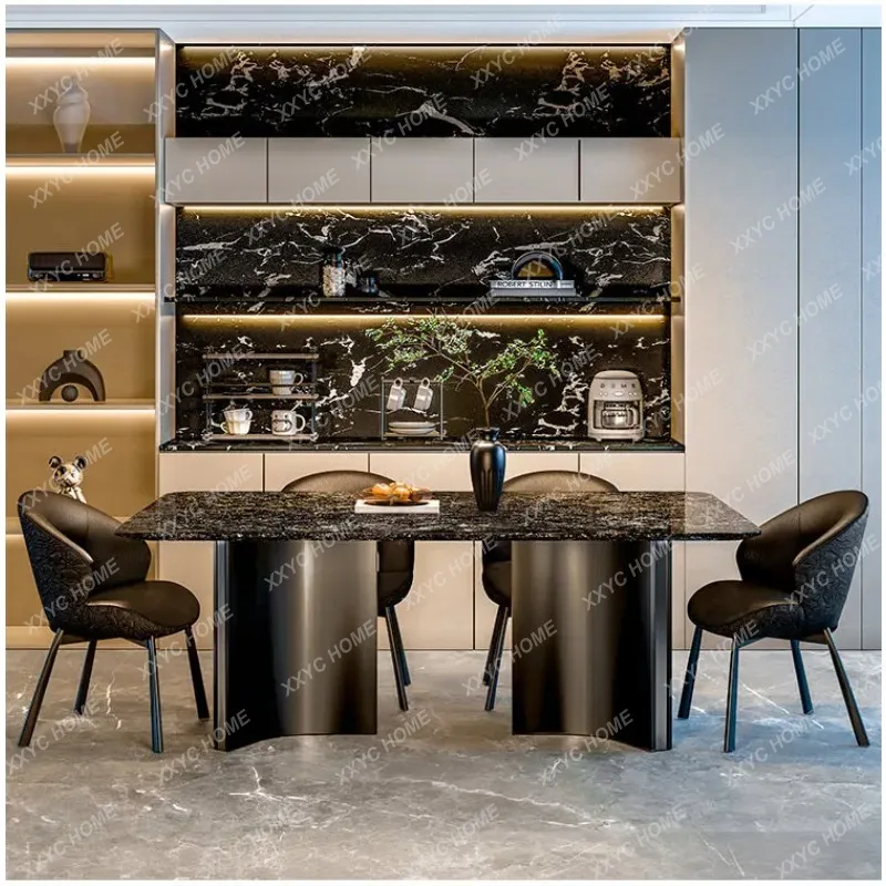 XX natural luxury stone dining table household high-end platinum diamond luxury stone dining table light luxury villa high-end