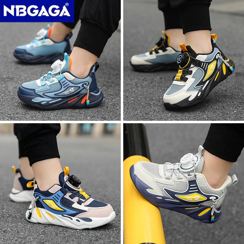 New Anti-skid Breathable Kids Sneakers for Boys Running Walking Lightweight Casual Shoes With Swivel Buckle Design