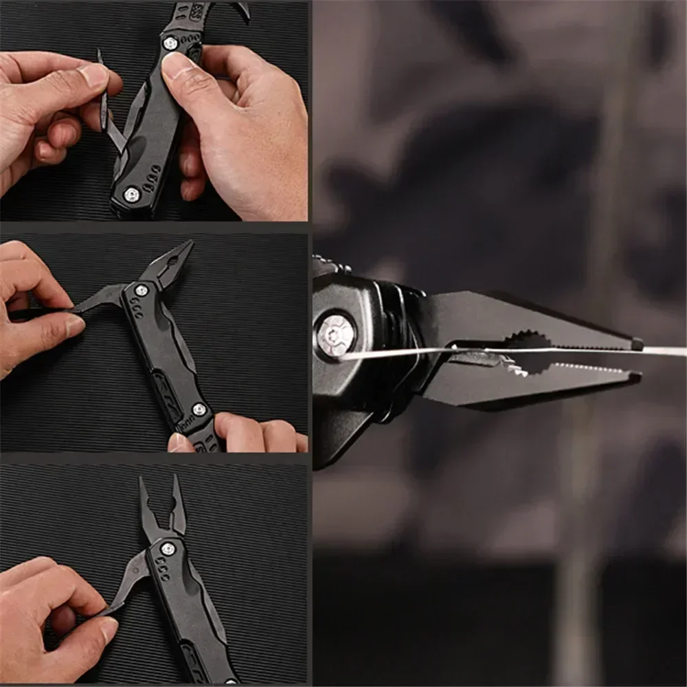 Imagem -04 - Multitool Alicate de tipo Portátil Martelo Nylon Bainha Sobrevivência ao ar Livre Caça Camping Caminhadas Ferramenta Garra Novo Aço Inoxidável
