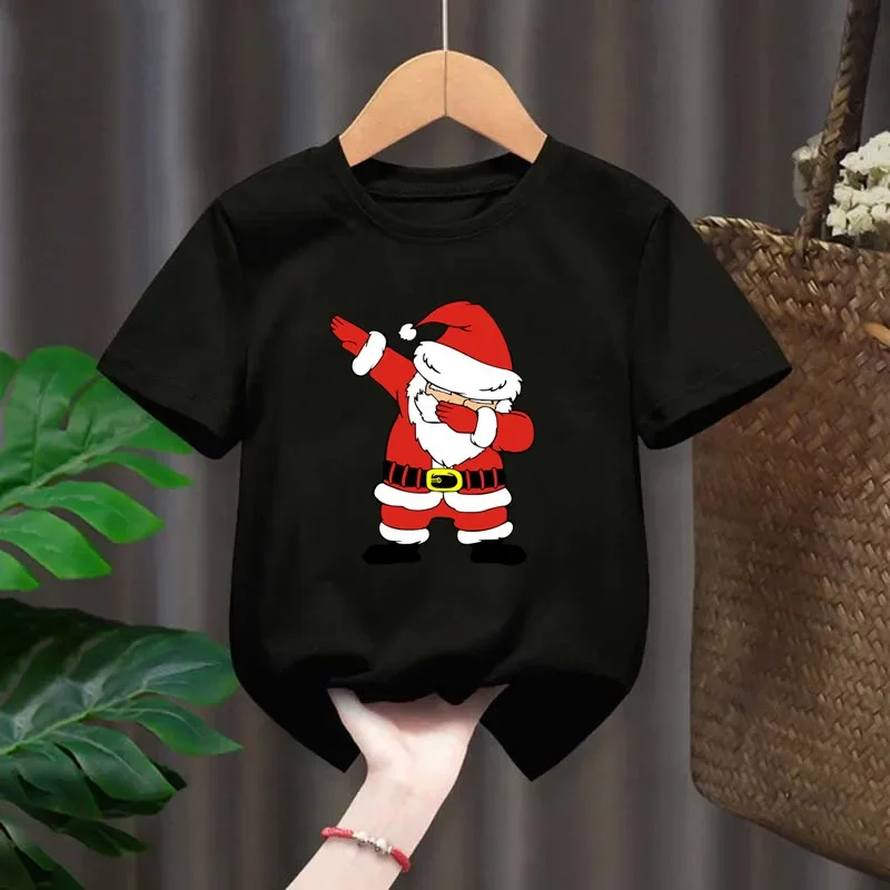 

Dabbing Santa Merry Christmas Black Kid T-shirts Children Baby Teens Harajuku Kawaii Clothes Boy Girl Tops Gift Drop Ship