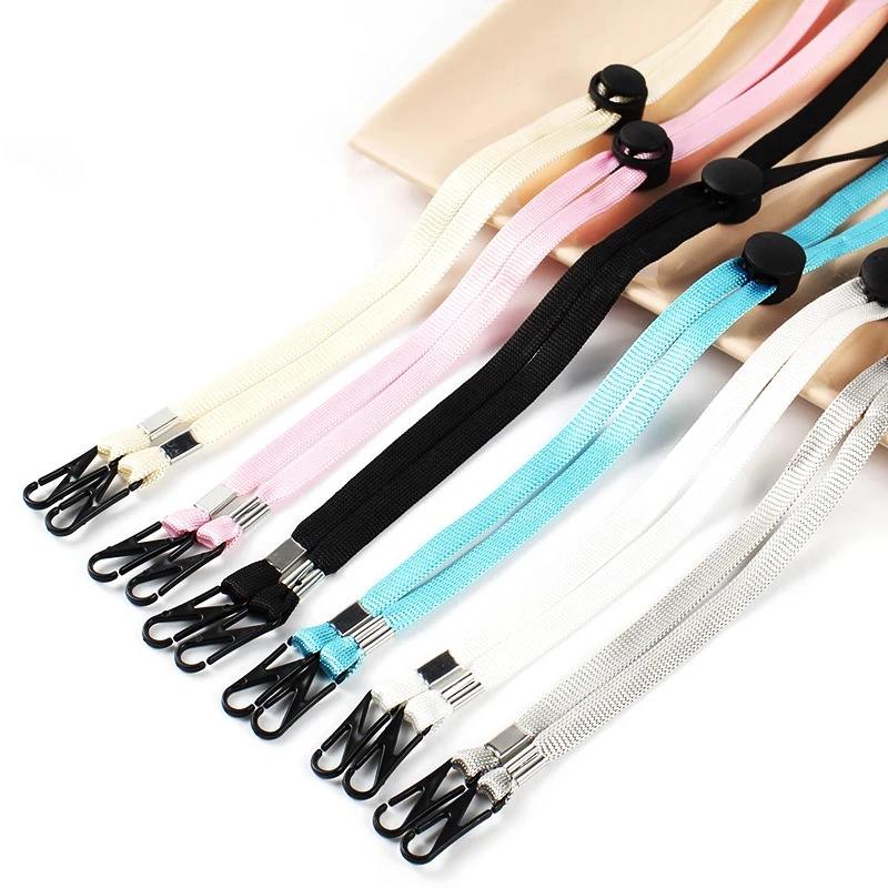 TEXU 1PC Mask Hanging Rope Face Mask Lanyard Disposable Mask Lanyard Holder Adjustable Traceless Ear Hanging Rope White