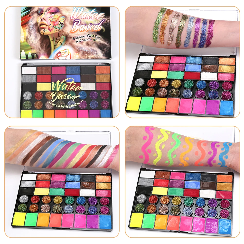 1 set 42 Color Face Painting Set Water Soluble Kids Makeup Palette 42 Colors Festival Supplies Body Paint