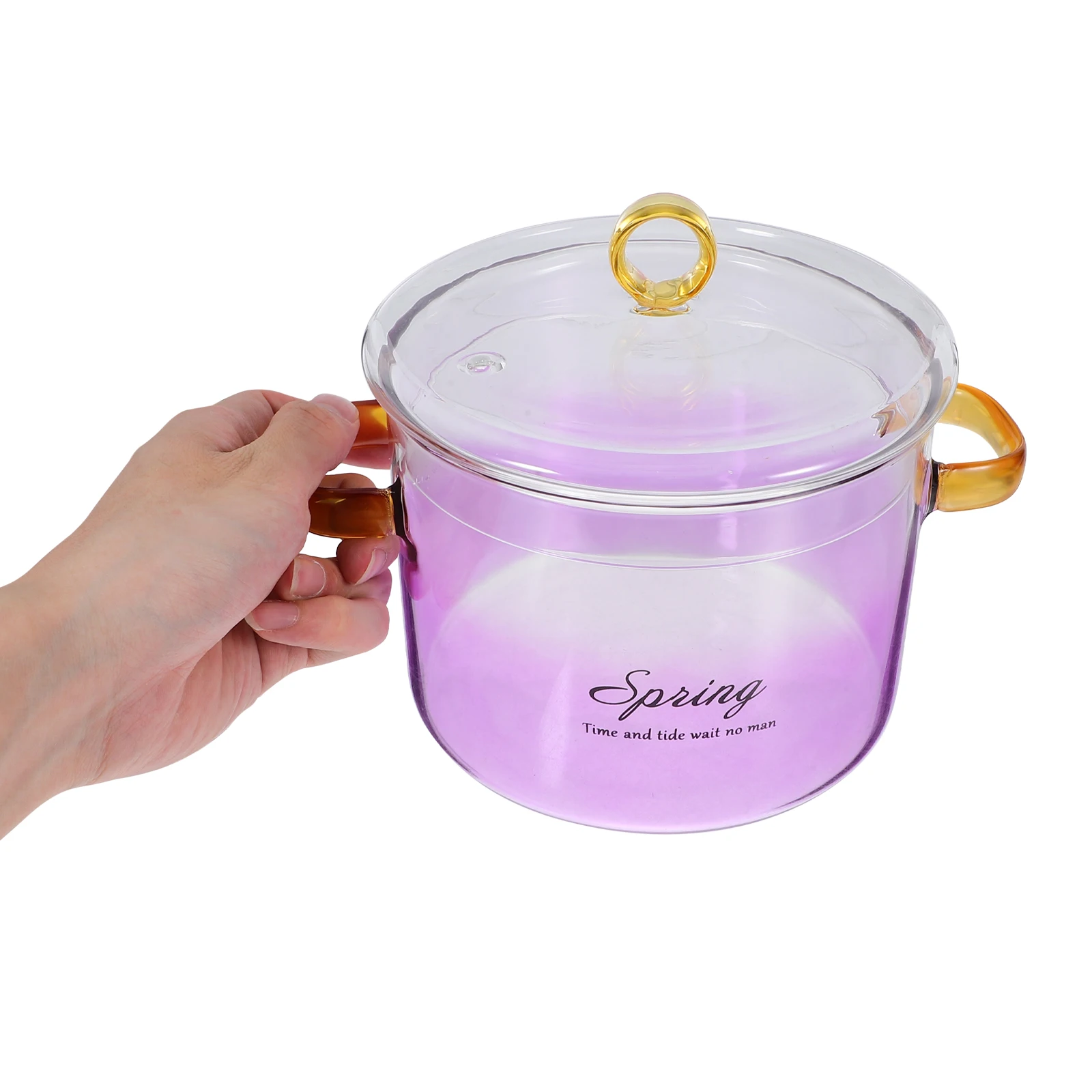 

Glass Stew Pot Double Handles High Borosilicate Heat Resistant Clear Cooking Pot Lid Stovetop Soup Noodle Milk Pasta Cookware