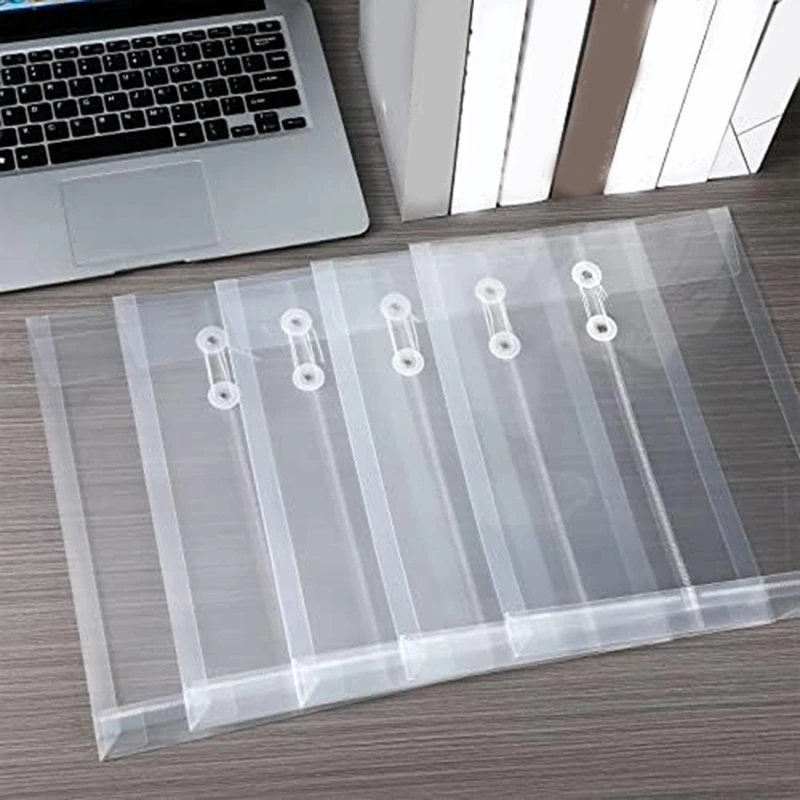 A4 Size Clear Plastic Envelopes Kit With String Closure, Expandable Files Document Folder, File Bag Set Kit For Office 24Pcs