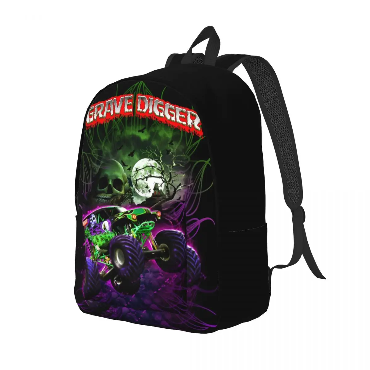 Grave Digger-Monster Jam Monster Trucks Backpack for Men Women Casual Student Hiking Travel Daypack College Shoulder Bag Gift