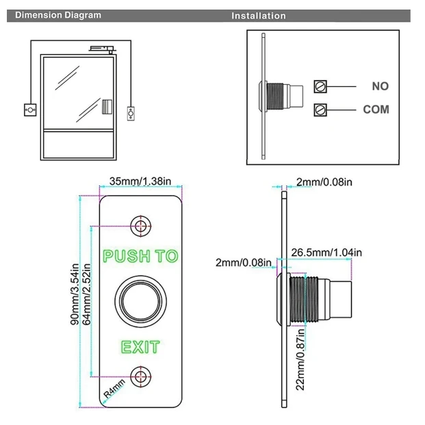 S403D Door Exit Button Release Push Switch Stainless Steel Alloy exit button IP65 Waterproof for Access Control System