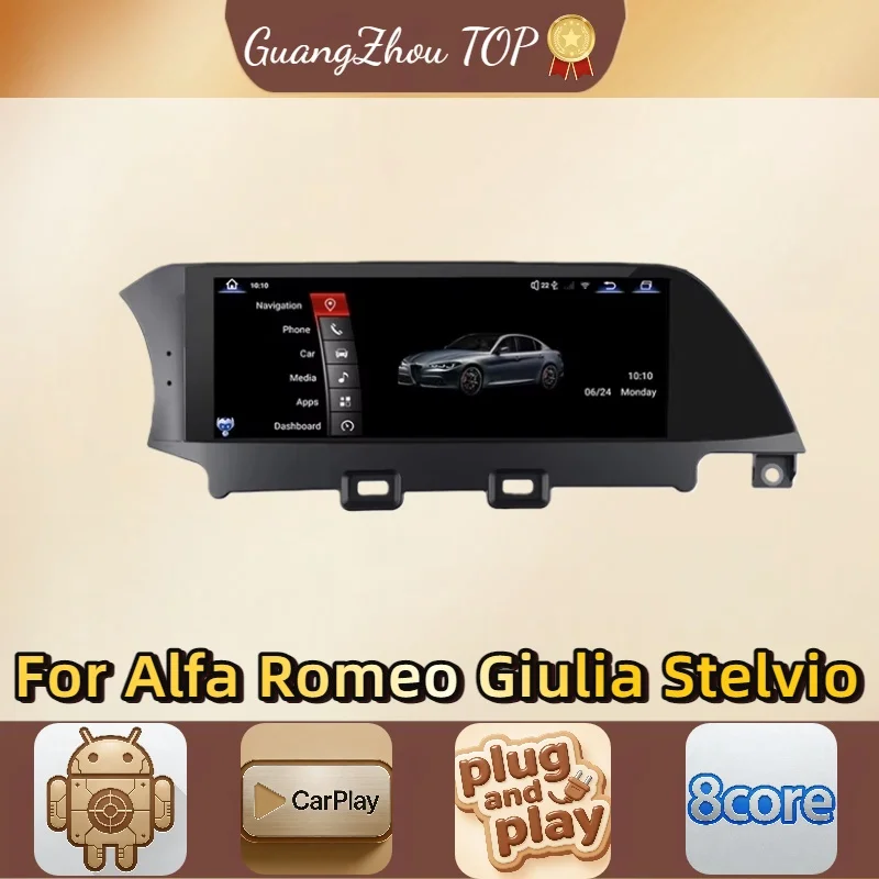 Android13.0 For Alfa Romeo Giulia Stelvio 2016-2021 Car Radio Automobile Multimedia CarPlay Auto Bluetooth GPS Navigation Stereo