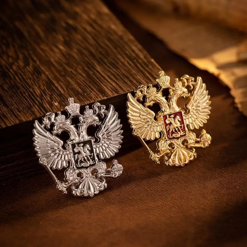 Classic Double Headed Eagle Brooches Unisex Vintage Animal Lapel Pins Metal Badge Jewelry Clothing Accessories Daily Gifts
