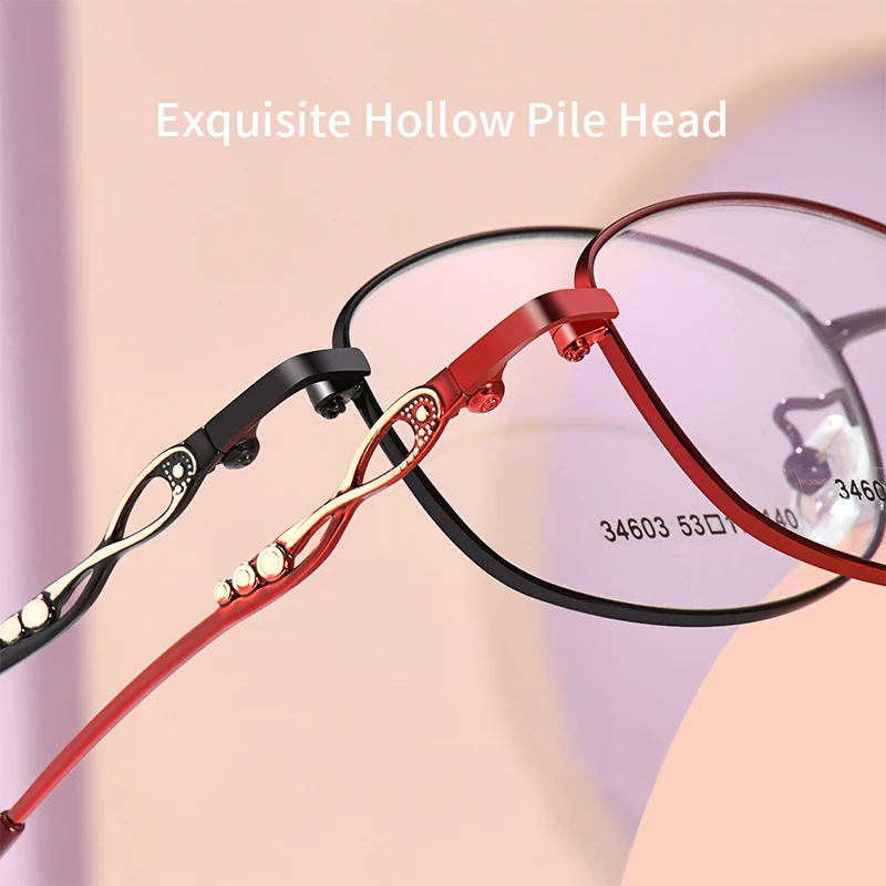 Xbora High Quality Ladies Oval Alloy Eyeglasses Frame Retro Myopia Farsighted Optical Reading Prescription Glasses Women 34603