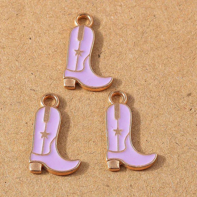 10 Stück 18*10mm Emaille Western Cowboy Stiefel Charms Anhänger für Halskette Ohrringe DIY Armband Handgemachte Schmuckherstellung Zubehör – Detail 10