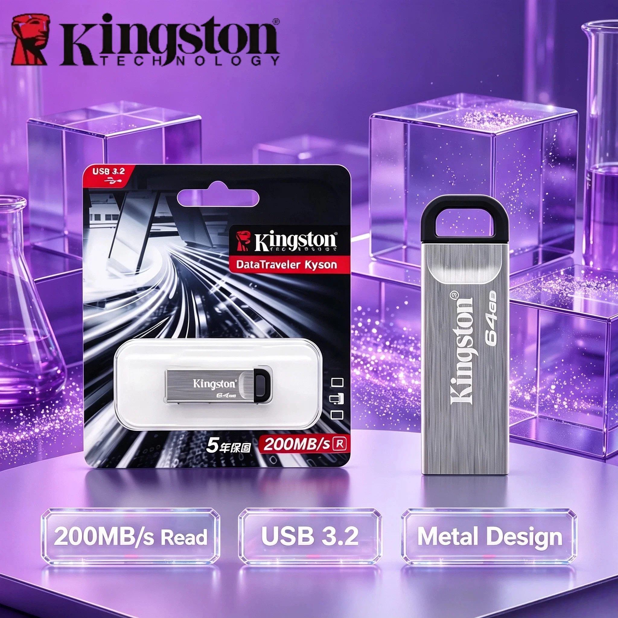 Kingston DataTraveler Kyson USB Flash Drive 256GB 512GB 64GB 128GB USB 3.2 Gen 1 200MB/s for PC Computers