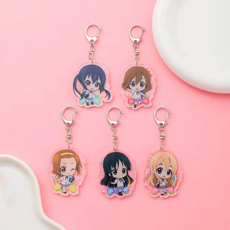 K-ON！Anime Acrylic keychain accessaries Cartoon funny Bag Pendant cute creative Schoolbag charm Car Keyring Friends Fans Gifts