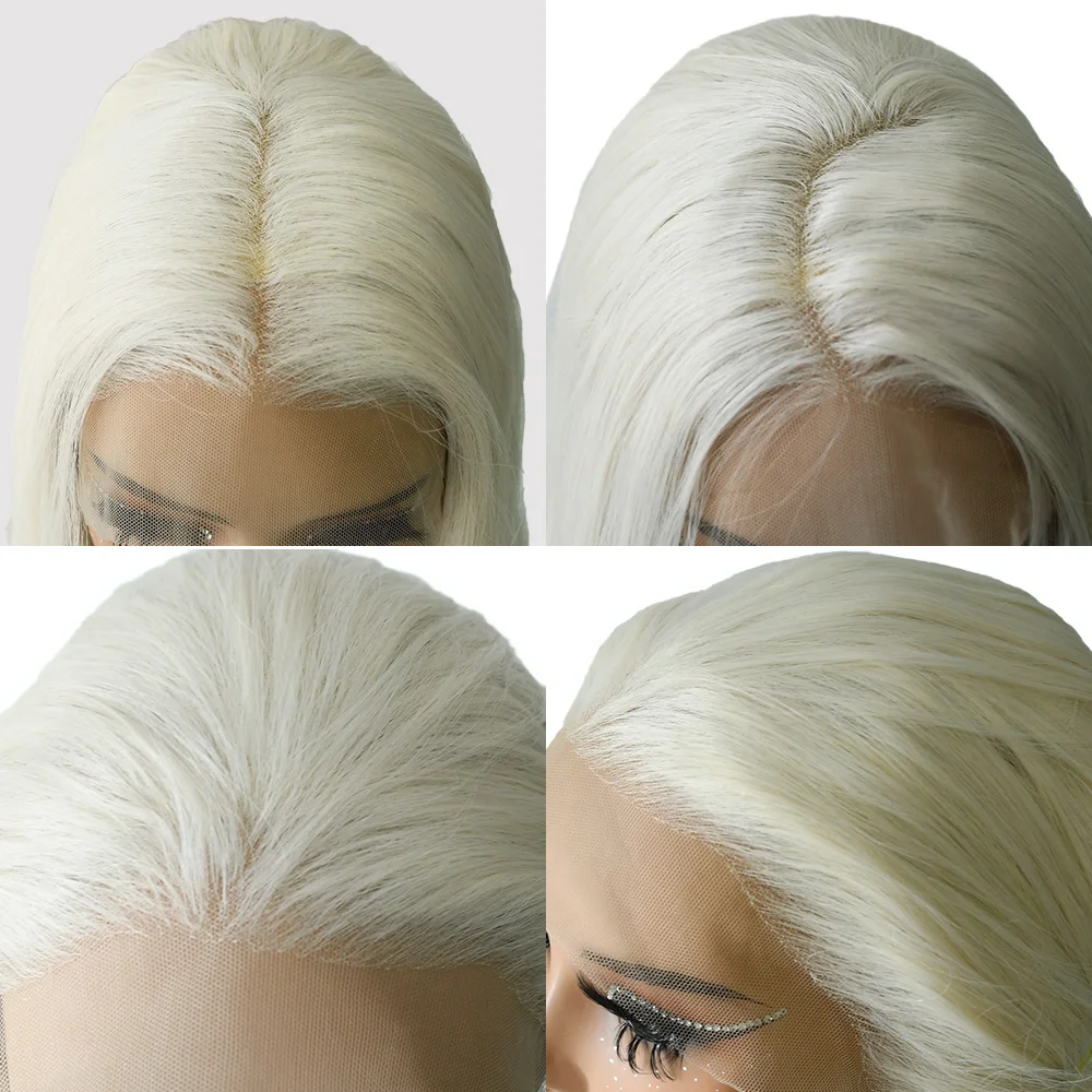 شعر مستعار قصير بوب شعر مستعار أبيض HD شفاف الدانتيل الباروكات الأمامية مستقيم بوب الباروكات قبل قطعها 13x4 الاصطناعية الدانتيل الجبهة الباروكات للنساء