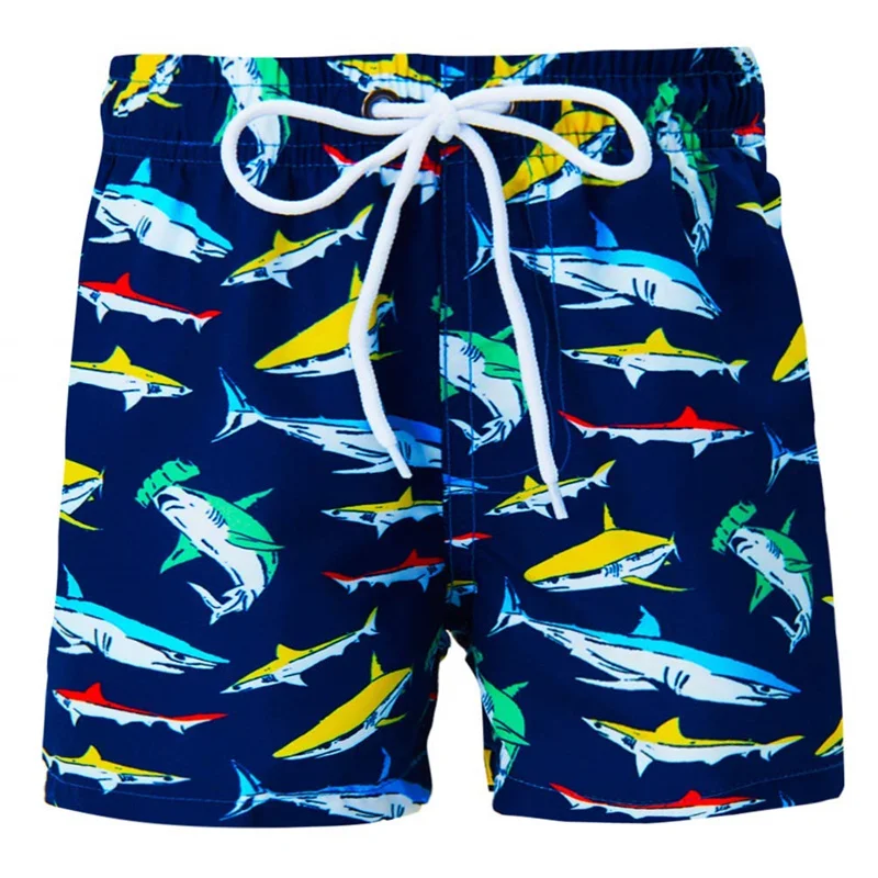 Pantaloncini da spiaggia con grafica dinosauro squalo per uomo bambini pantaloncini da surf con stampa 3D pantaloncini da bagno ad asciugatura rapida per le vacanze estive