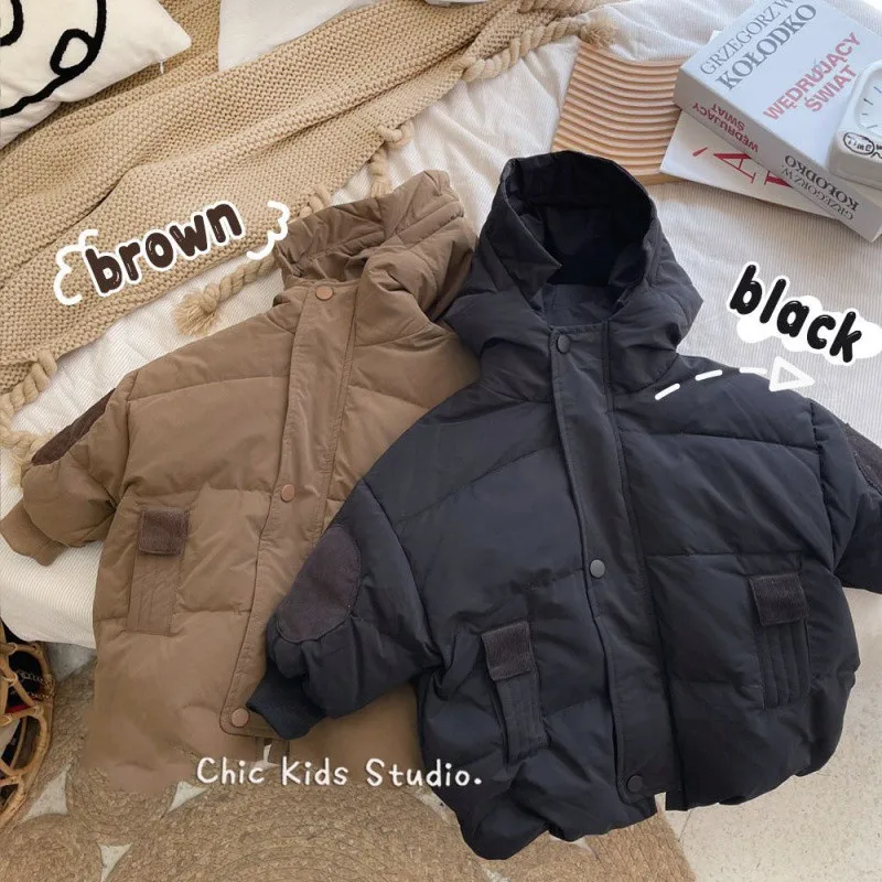 

Boys Down Coat Jacket Cotton Outerwear 2023 Furs Thicken Velvet Winter Warm Snowsuits Children's Clothing