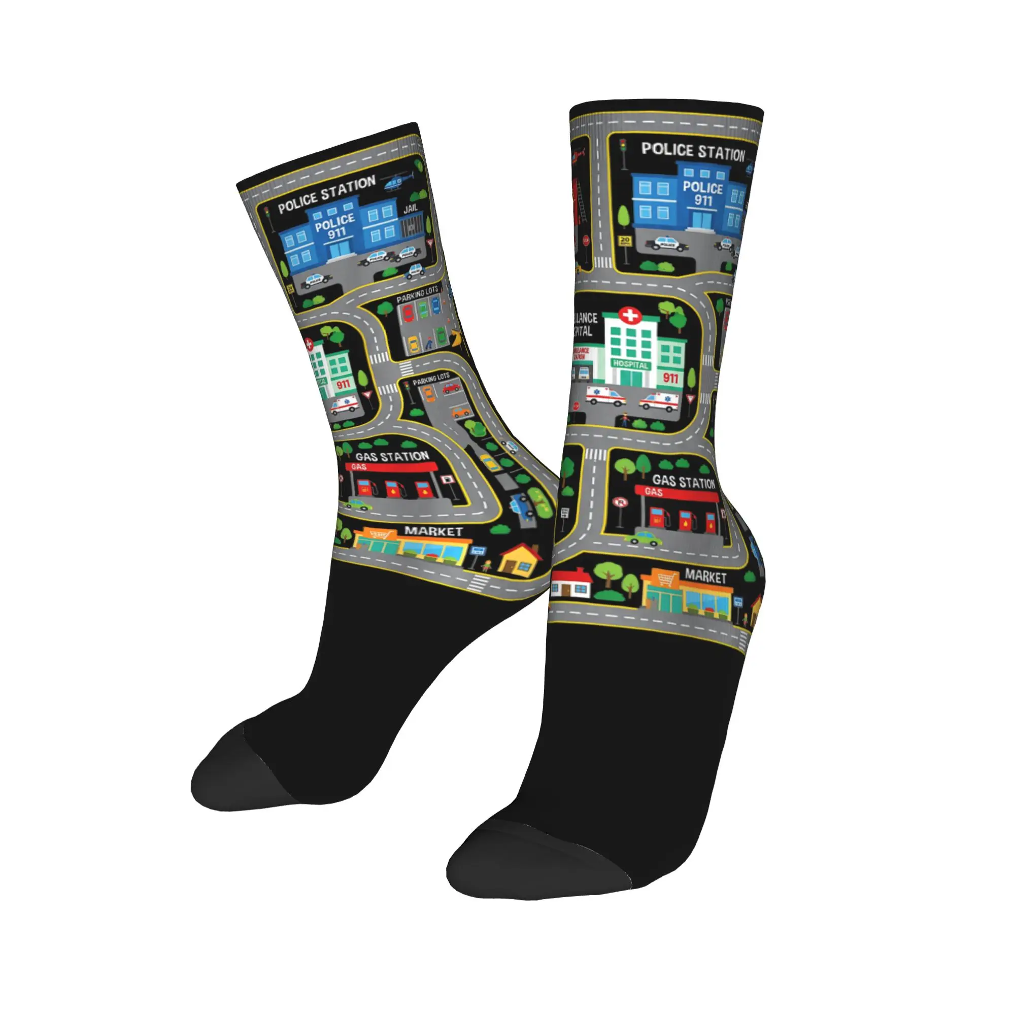 Tired Dads Club Car Race Track On Dad Socks Men Women Polyester Funny Happy  Socks Crazy Spring Summer Autumn Winter Socks