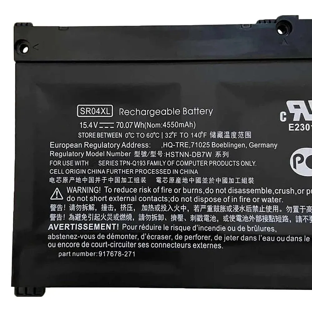 SR04XL Laptop Battery for HP Omen 15-CE 917724-855 HSTNN-DB7W 917678-2B1 etc 15.4V 70.07Wh