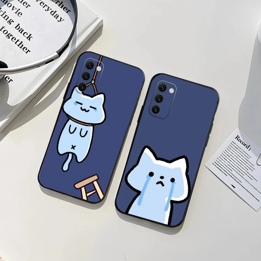 Crying cat Phone Case For Samsung Galaxy A13,A21s,A22,A31,A32,A52,A53,A71,A80,A91 Soft TPU Protective Cover